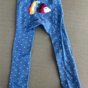 Baby Boden Blue Leggings with Rainbow Hedgehog on Backside